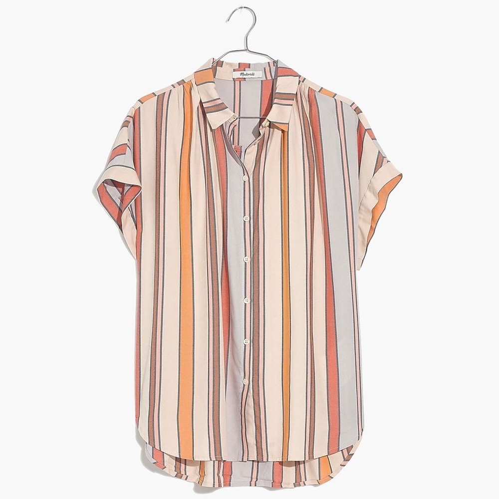 Madewell Colorful Stripe Button Front Shirt Women’s Large